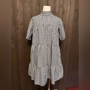 Everlane The Tiered Mock Neck Dress Black & White Cotton Sleeveless Gingham XS